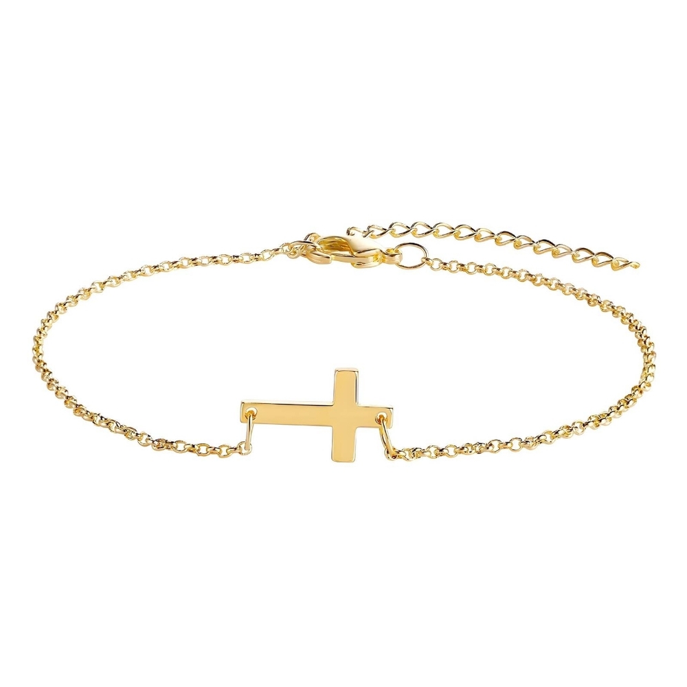 18K GOLD PLATED STAINLESS STEEL "CROSS" BRACELET